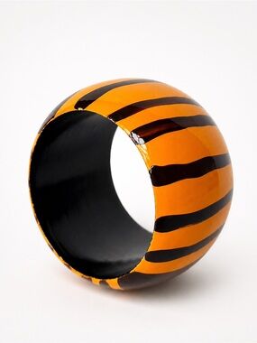 Handcrafted Tiger Stripe Statement Bangle Bracelet